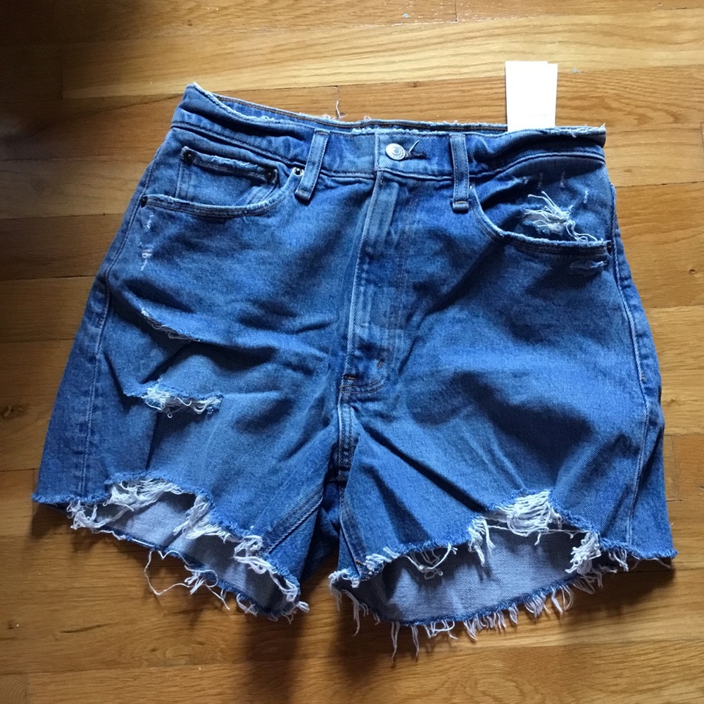 NWT Abercrombie and Fitch Curve Love 4 Inch Mom Shorts Distressed Size 2